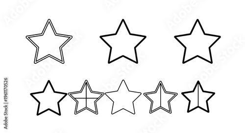 Stars set with black outlined and filled shapes, ratings symbol icons featuring review symbols, rating system, graphic resources with vector graphics