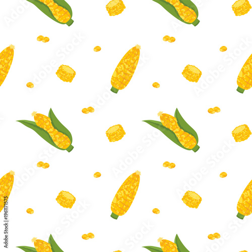 Seamless pattern with yellow sweet corn, vector illustration
