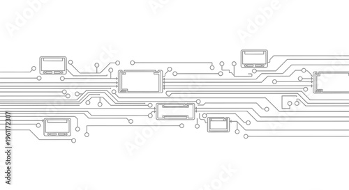 Abstract Circuit Board Pattern with Connected Dots and Lines for Technology Background on Isolated White Background