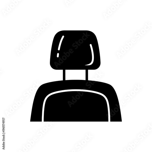 A simple black silhouette of a car seat with headrest showcasing minimalist design silhouette