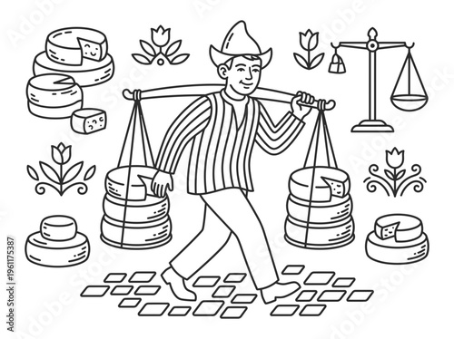 Dutch Cheese Porter Market Bundle Vector Illustration