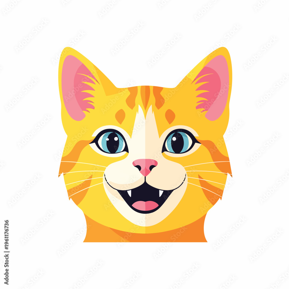 Obraz premium Smiling Orange Cartoon Cat Face Closeup 1.