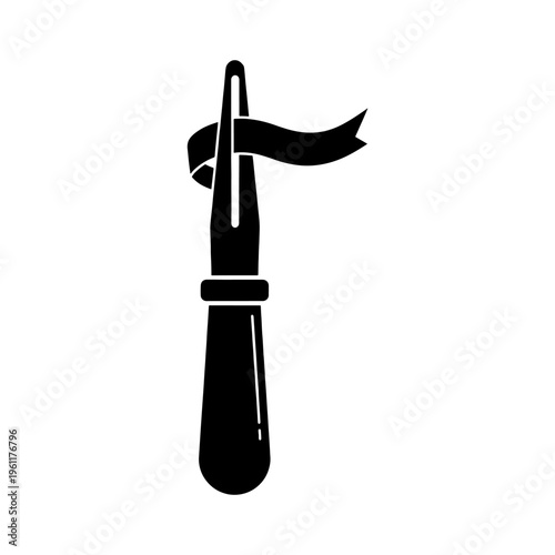 A stark black silhouette of a medieval flail weapon featuring a chained ball silhouette