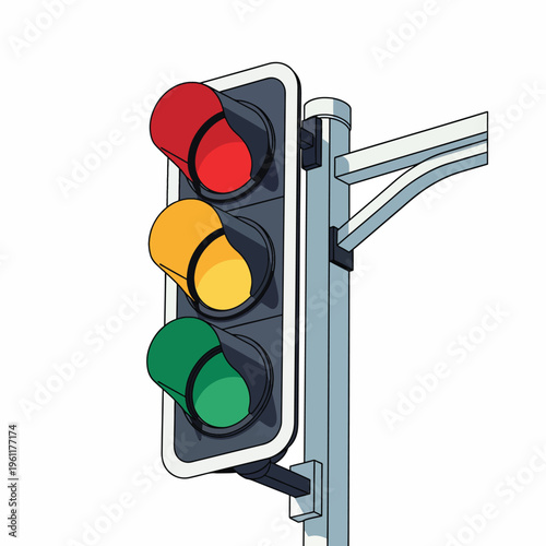 Traffic Light Signal with Three Colors.