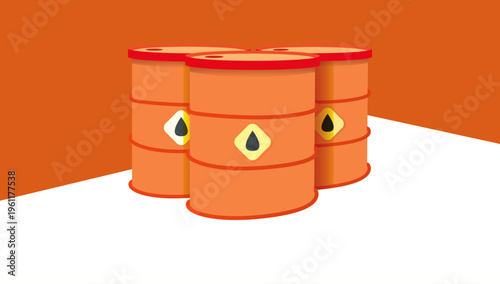 Oil barrel industrial storage vector illustration design element for fuel energy resource production and petroleum industry concept
