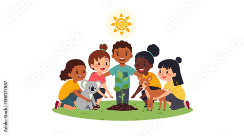 A calm and peaceful mountain landscape at sunrise.