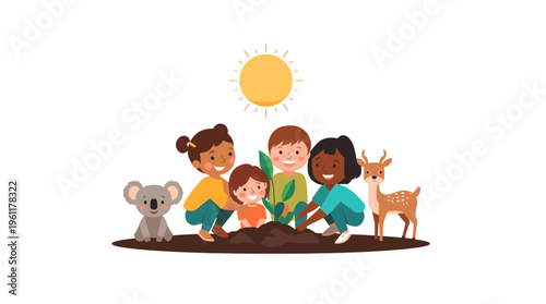 A smiling young woman focused on her work on a laptop in a cozy coffee shop atmosphere.