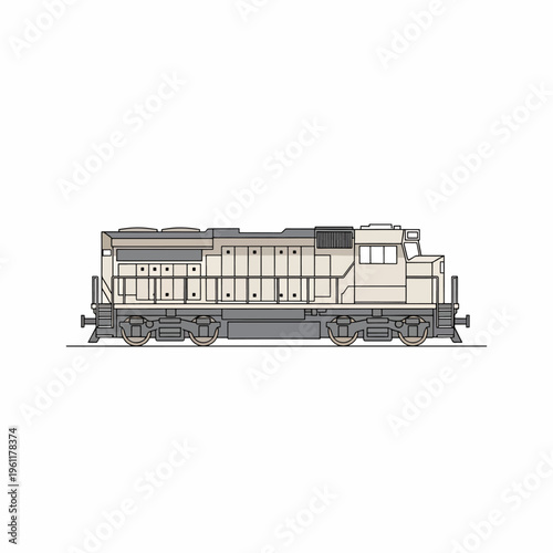 Train Locomotive Railway Machine Side View.
