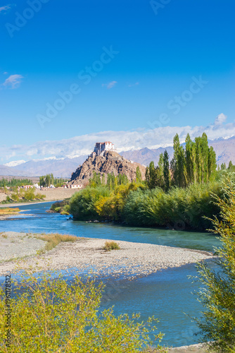 Stakna Monastery, Stakna Gompa, Buddhist monastery of the Drugpa sect in Stakna,Leh district, Ladakh, India, Beautiful scenic architecture with Himalayan mountains in background,on bank of Indus River