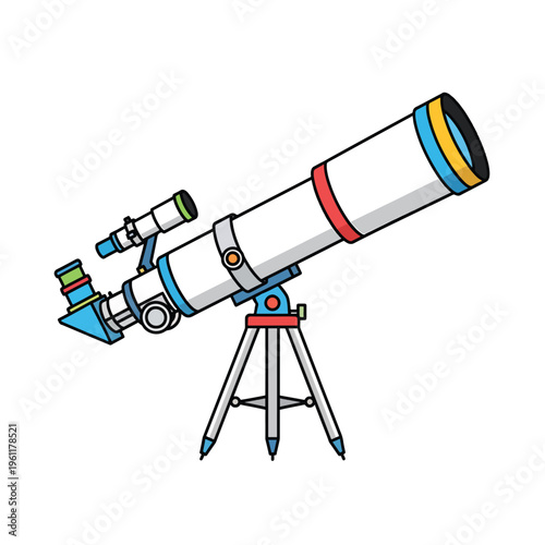 Telescope on tripod stand equipment.