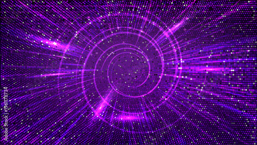 Neon light lines tunnel effect background