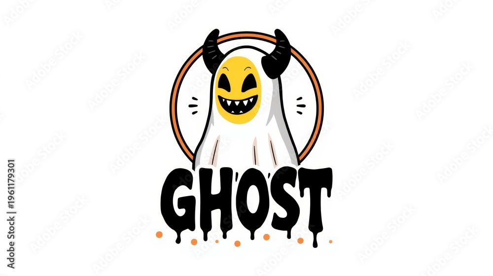 Obraz premium a cartoon ghost with a jack-o-lantern face
