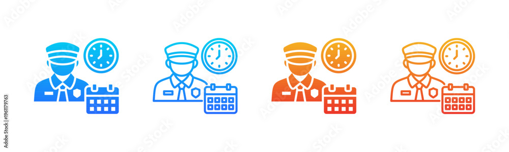Fototapeta premium Guard Scheduling icon sheet multiple style collection