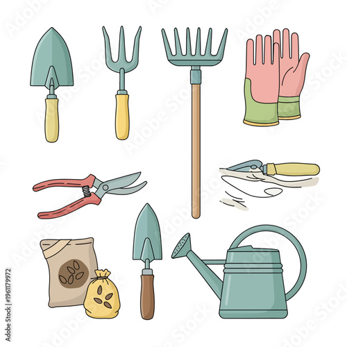 Gardening tools and equipment set 1.