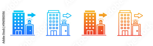 Evacuation Plan icon sheet multiple style collection