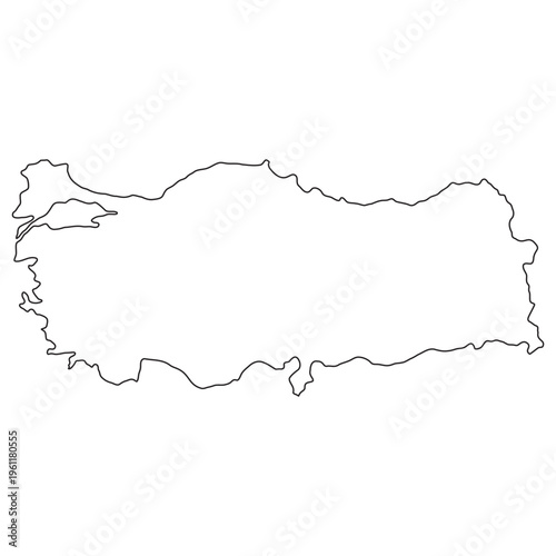 Turkey geographic outline map, vector silhouette, cartography border shape
