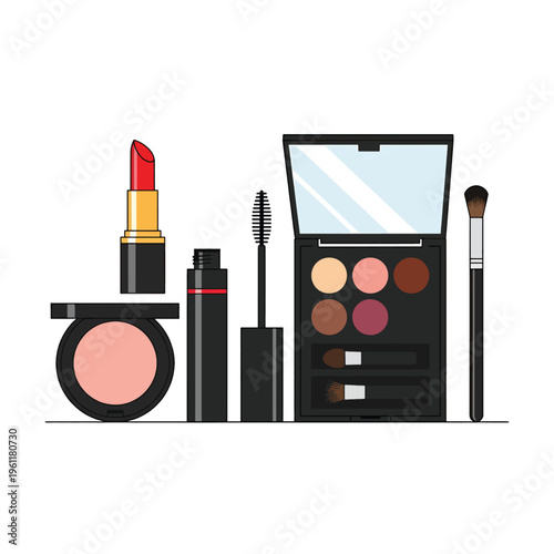 Makeup products for beauty routine.