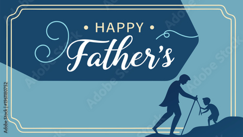 A cheerful father's day celebration with a heartwarming silhouette of a dad and child.