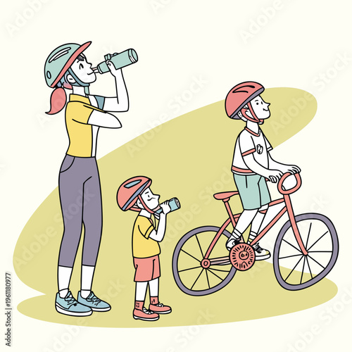Family enjoying a bike ride and sharing a moment together outdoors