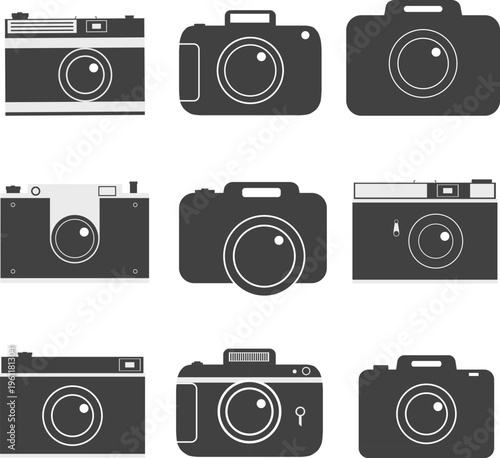 Retro and modern camera icons set flat vector illustration for photography lovers and creative designs