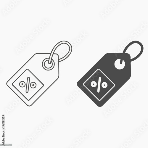 Shopping tag line and solid icon, market concept, Special offer sign on white background, Percent discount tag icon in outline style for mobile concept and web design. Vector graphics. stock illustrat