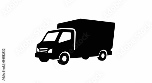 Modern business logo features a black silhouette vector truck with a minimal flame logo and fire symbol.