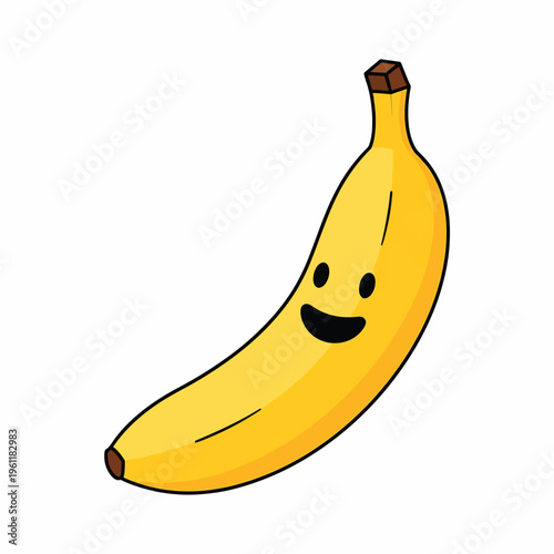 Smiling Cartoon Yellow Banana Fruit.