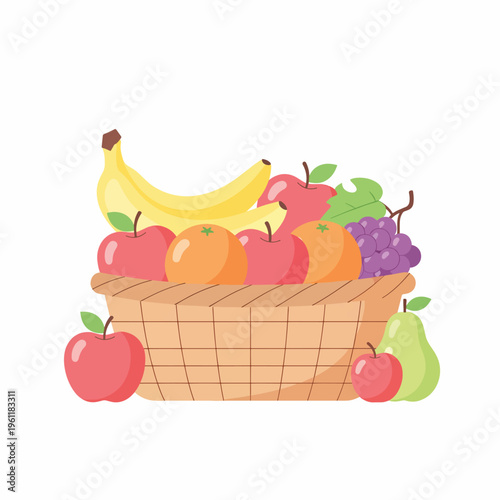 Fresh Fruit Basket with Apples Bananas.