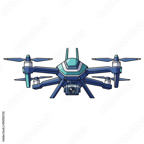 Drone with camera and propellers flying 1.