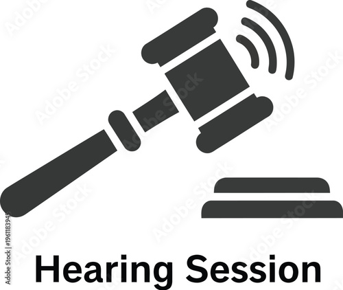 Gavel icon symbolizes the sound of a judge's ruling during a legal hearing or auction.