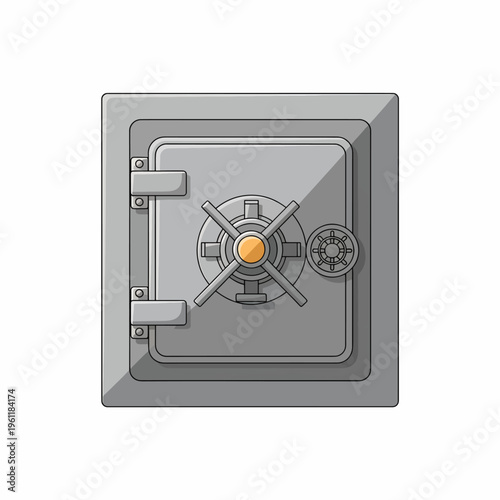 Gray metal safe security box.