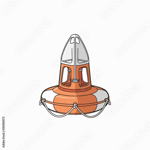 Detailed illustration of orange life preserver.