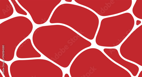 Flat vector illustration of beef fat marbling, red meat structure diagram, stylized steak texture for food infographic, anatomical muscle fiber