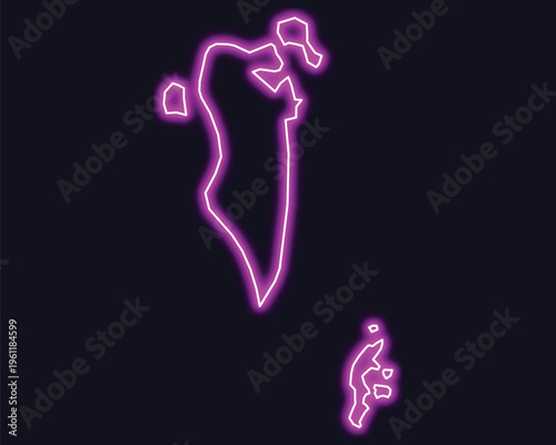Neon outline map of bahrain on dark background bahrain map