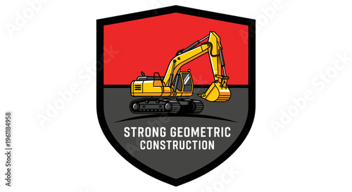 Yellow Excavator Machine Logo for Construction Company.