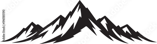 Silhouetted mountain range with jagged peaks against a plain background Vector