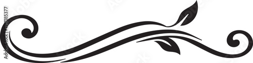 Elegant black and white decorative swirl with leaf motif for artistic designs Vector