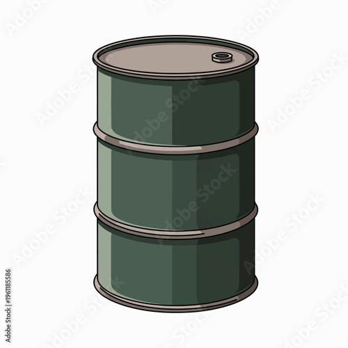 Green Metal Industrial Oil Barrel Drum.