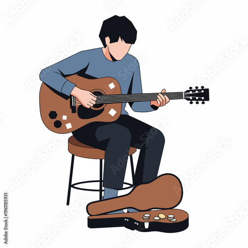 Man playing brown acoustic guitar 1.