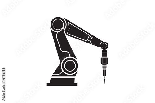 Robotic Arm silhouette on white background
