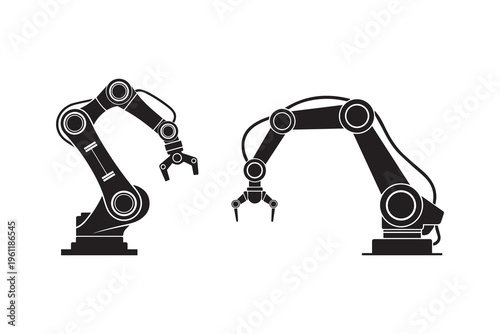 Robotic Arm silhouette on white background