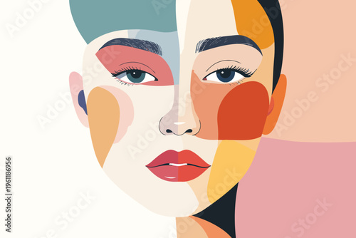 face of a woman with a flag of the united states