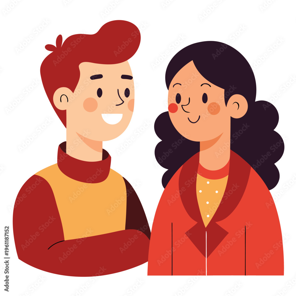Fototapeta premium Friendly Conversation Illustration Charming Cartoon People Talking