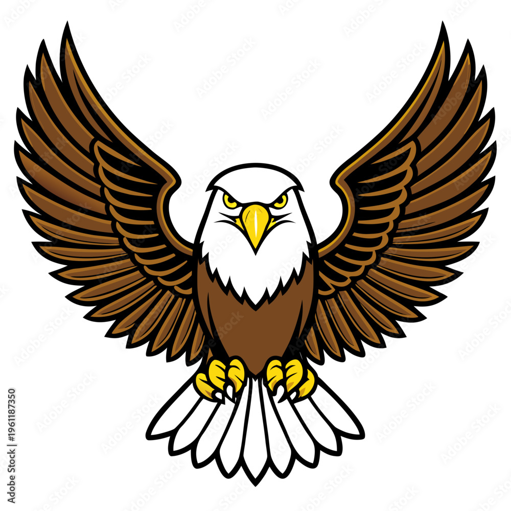 Fototapeta premium Eagle with spread wings and sharp talons, flying forward
