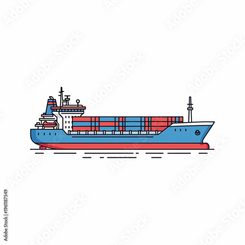 Large blue cargo ship with containers 1.