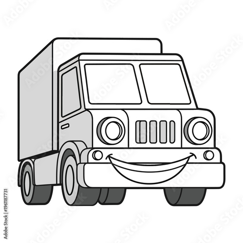 Smiling cartoon delivery truck vehicle 2.