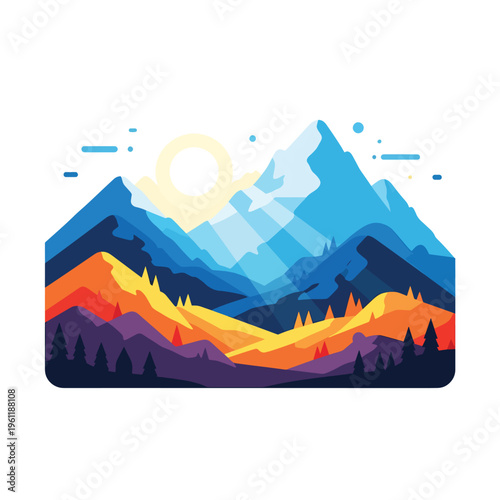 Mountain Landscape with Sunset Colors.