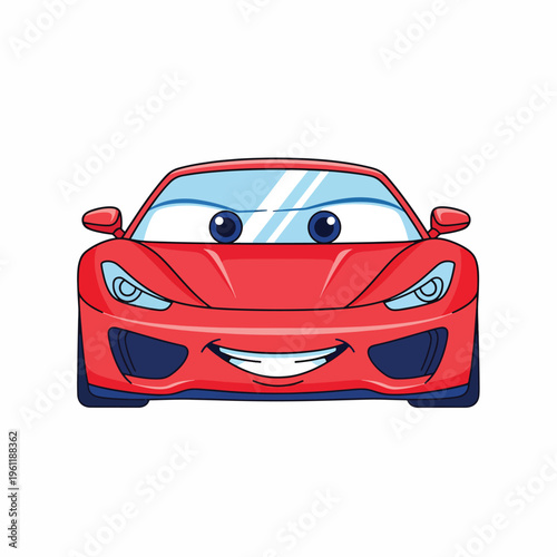 Smiling cartoon sports car face only.