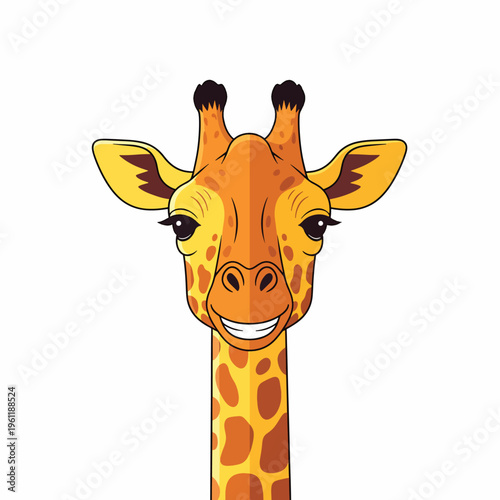 Smiling Cartoon Giraffe Closeup Portrait 3.