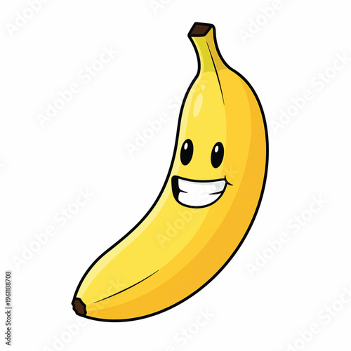 Smiling Cartoon Yellow Banana Fruit 1.